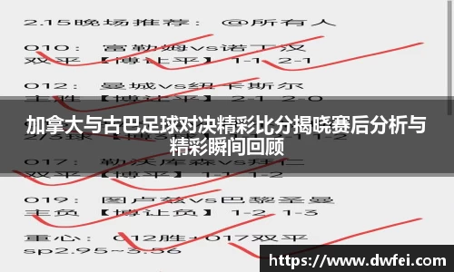 加拿大与古巴足球对决精彩比分揭晓赛后分析与精彩瞬间回顾